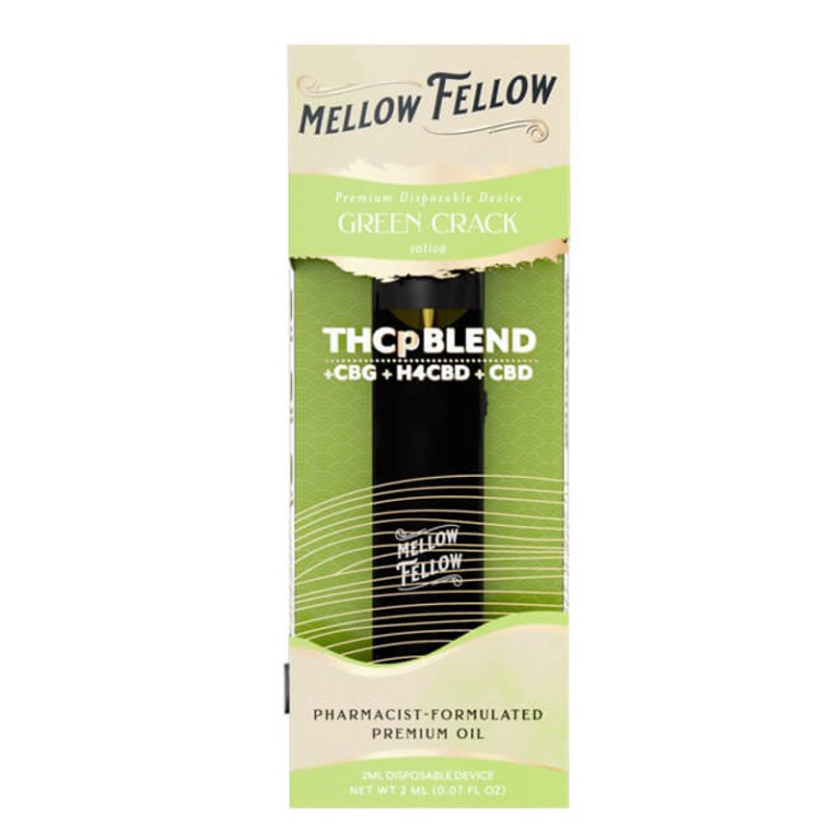 Mellow Fellow - THCP Green Crack 2ml   Μιας Χρήσης (Disposable) ηλεκτρονικό τσιγάρο με THCp με γλυκιά γεύση από εσπεριδοειδή και γήινες νότες πεύκου.